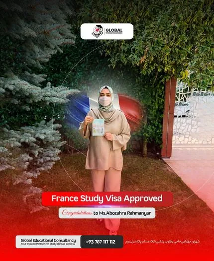 Abozahra Rahmanyar with her France study visa