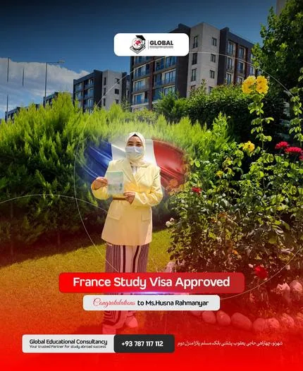 Husna Rahmanyar with her France study visa