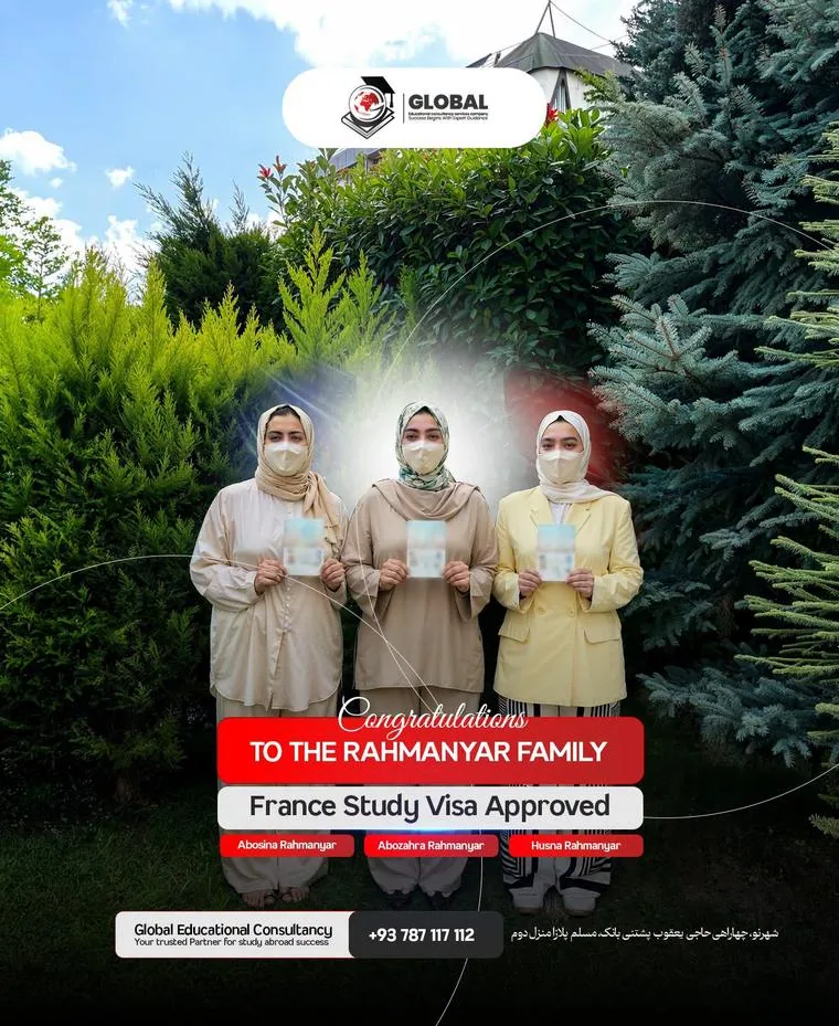The three Rahmanyar sisters with their approved France study visas