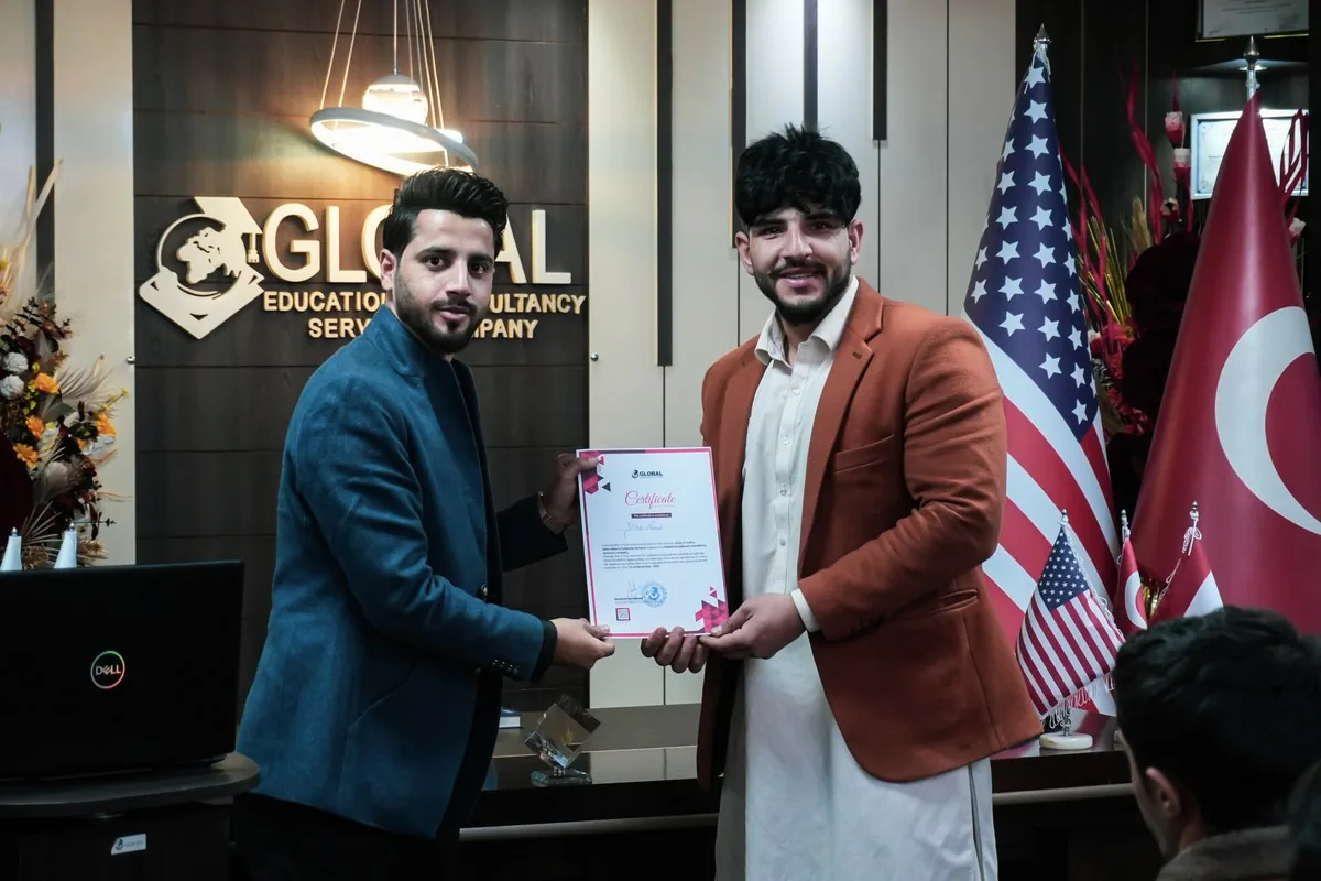 A participant receiving a certificate of participation