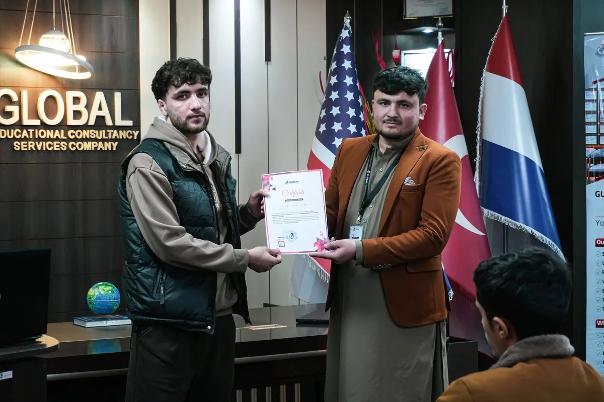 A participant receiving a certificate of participation