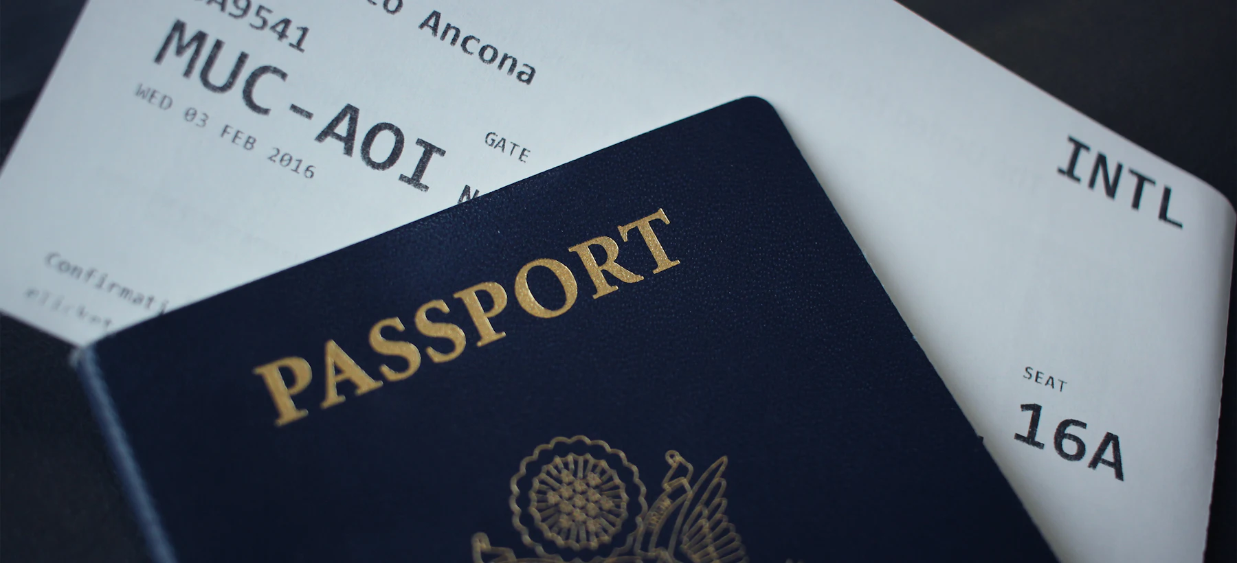 A passport and boarding pass