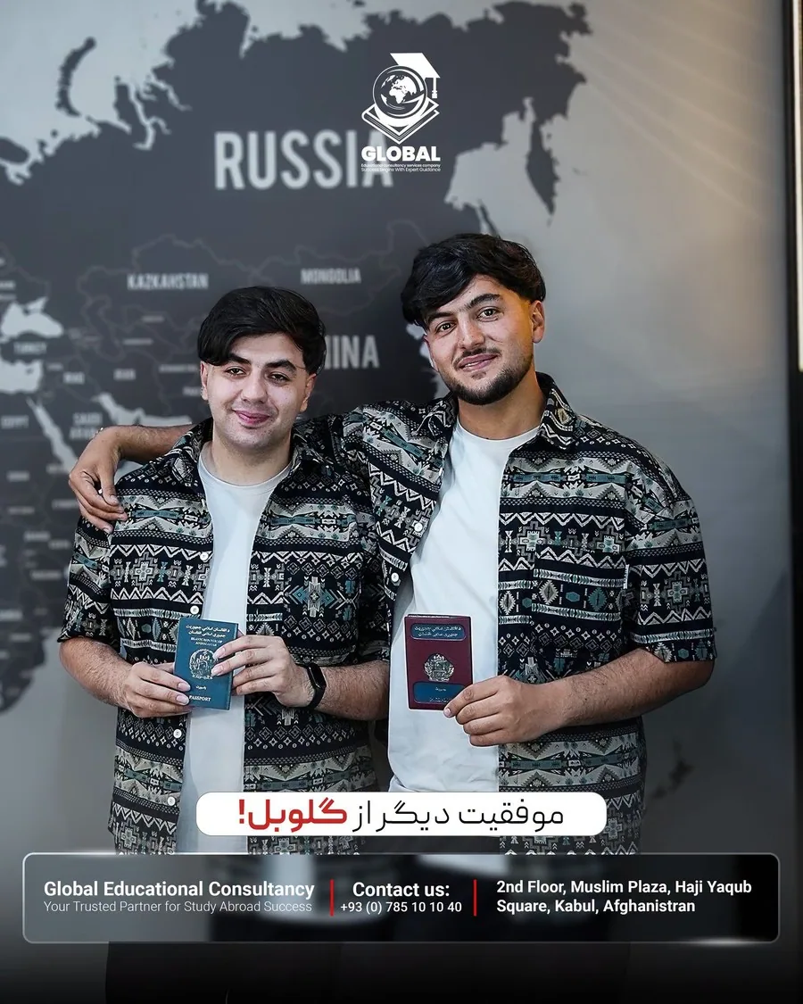 Ferdaws Nabizada and Zohur Khan Zohuri at the GECSC office with their approved Türkiye study visas